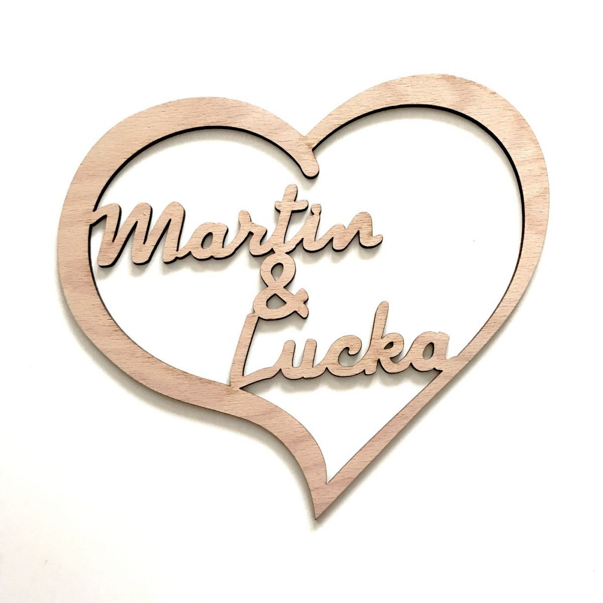 Dřevěné srdce - dvě jména