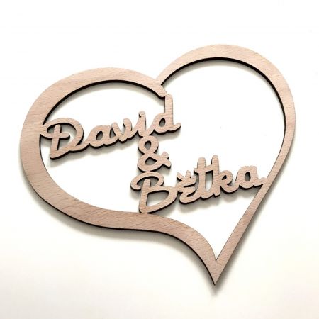 Dřevěné srdce - dvě jména