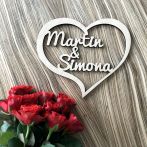 Dřevěné srdce - dvě jména
