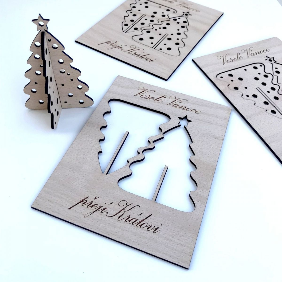 Vánoční přání - Stromek - 3ks
